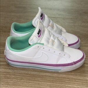 Nike White Sneakers with Mint Green Lining & Lavender Trim